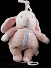 Carters Prestige Bunny Rabbit Pink Musical Crib Pull Plush Toy